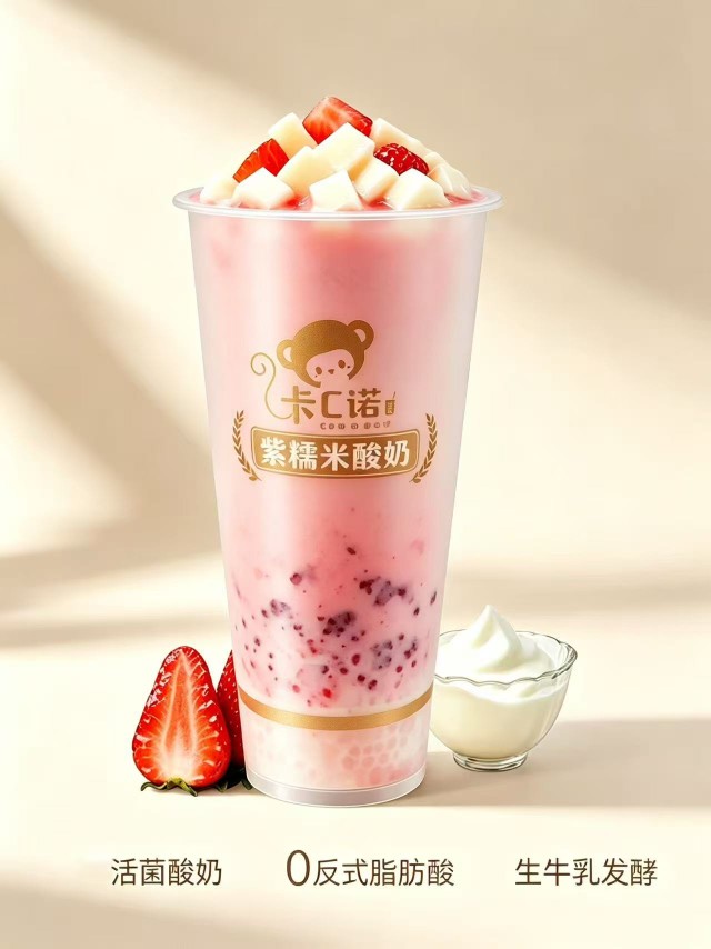 草莓料多多酸奶