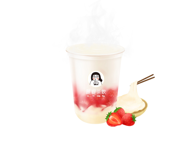 草莓麻薯鲜奶茶