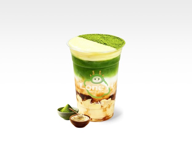 抹茶布蕾蛋糕牛乳