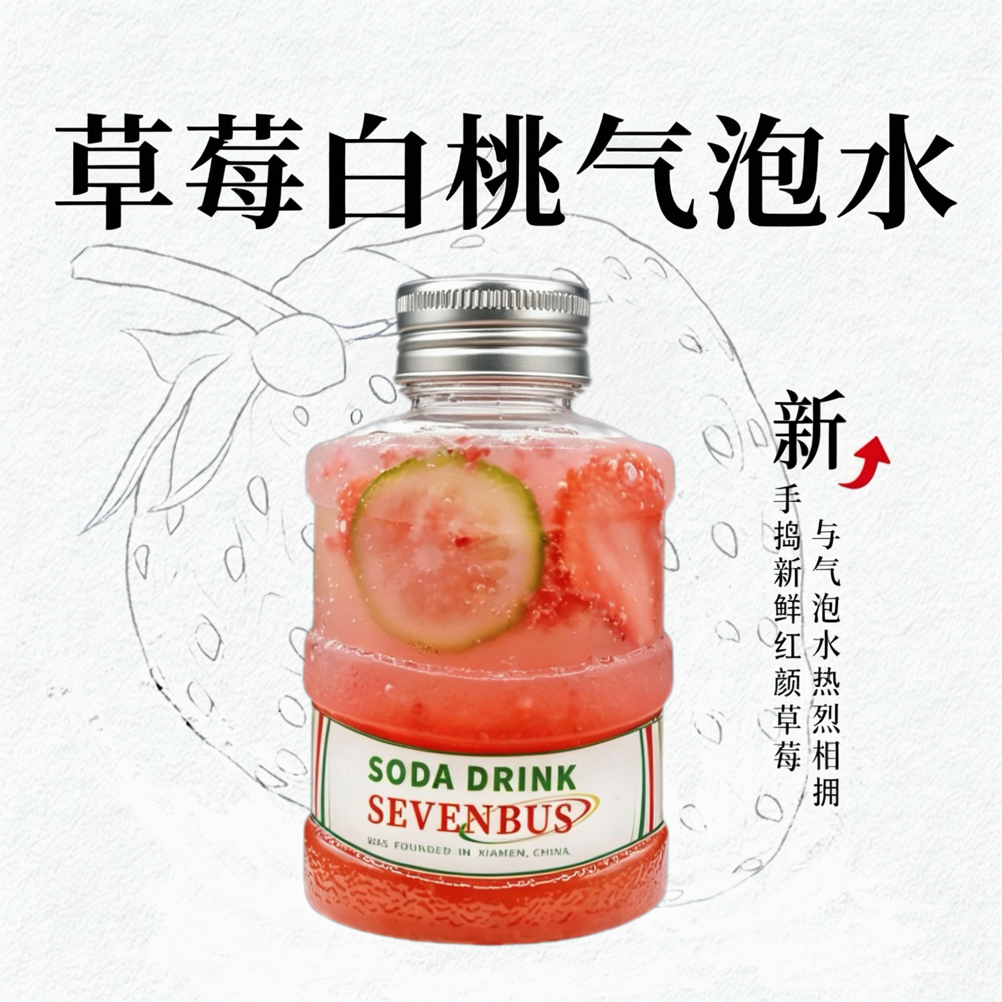 草莓白桃汽水
